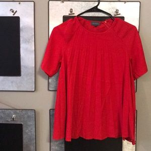 Red pleated top